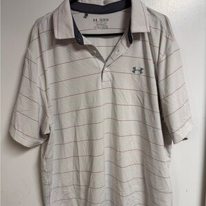 Under Armour Men's Cream Polo with Subtle Stripes